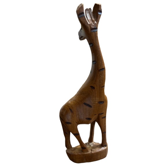 Hand Carved African Giraffe Figurine Wood Kenya - Picture 3 of 4
